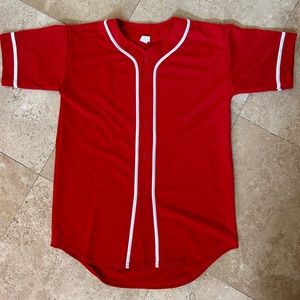 Red solid Baseball Jersey for men and women
